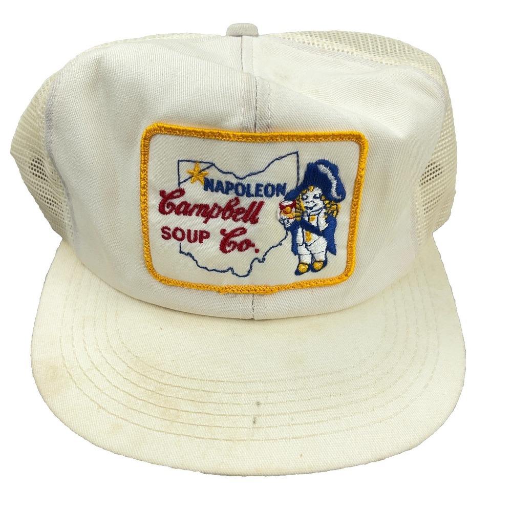 Vintage Campbell Soup Trucker Hat Cap Made USA 80s K Products Napolen Patch